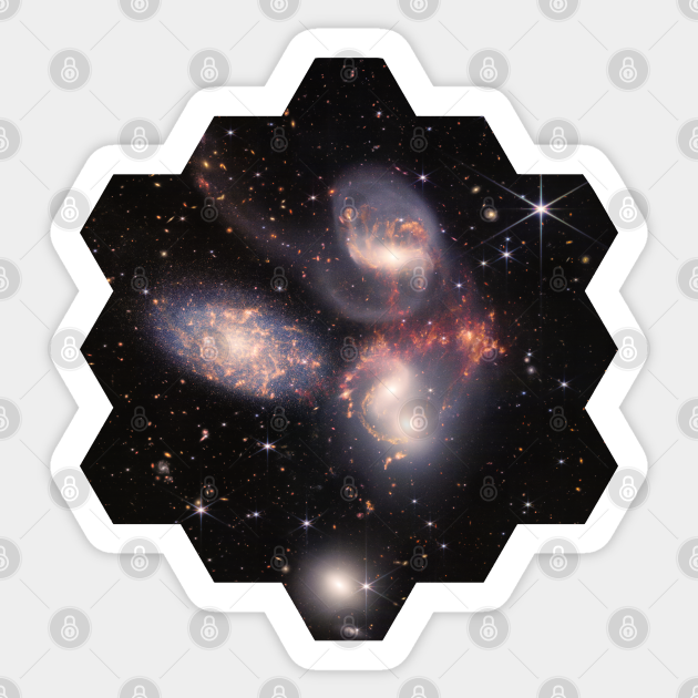 Stephan’s Quintet hexagonal JWST James b Space Telescope Stephans